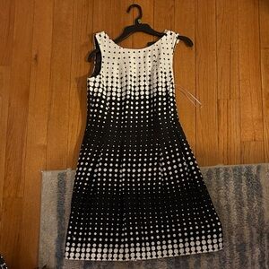 Gabby Skye Black and White Gradient Polka Dot Midi Dress